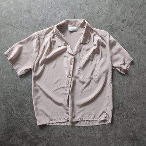 Short Sleeve Cream Vintage Button Down